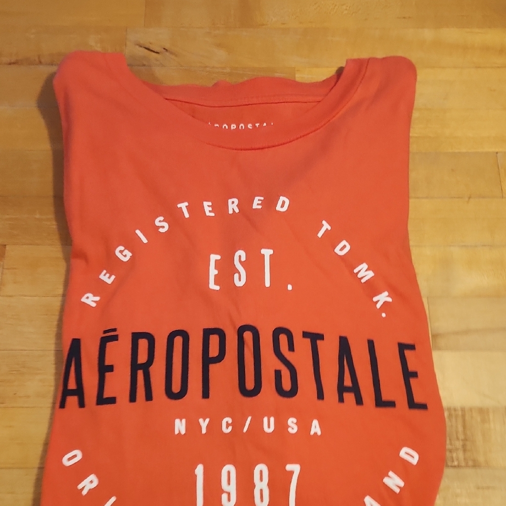 Aeropostale Vibrant Salmon Pink Logo Tee